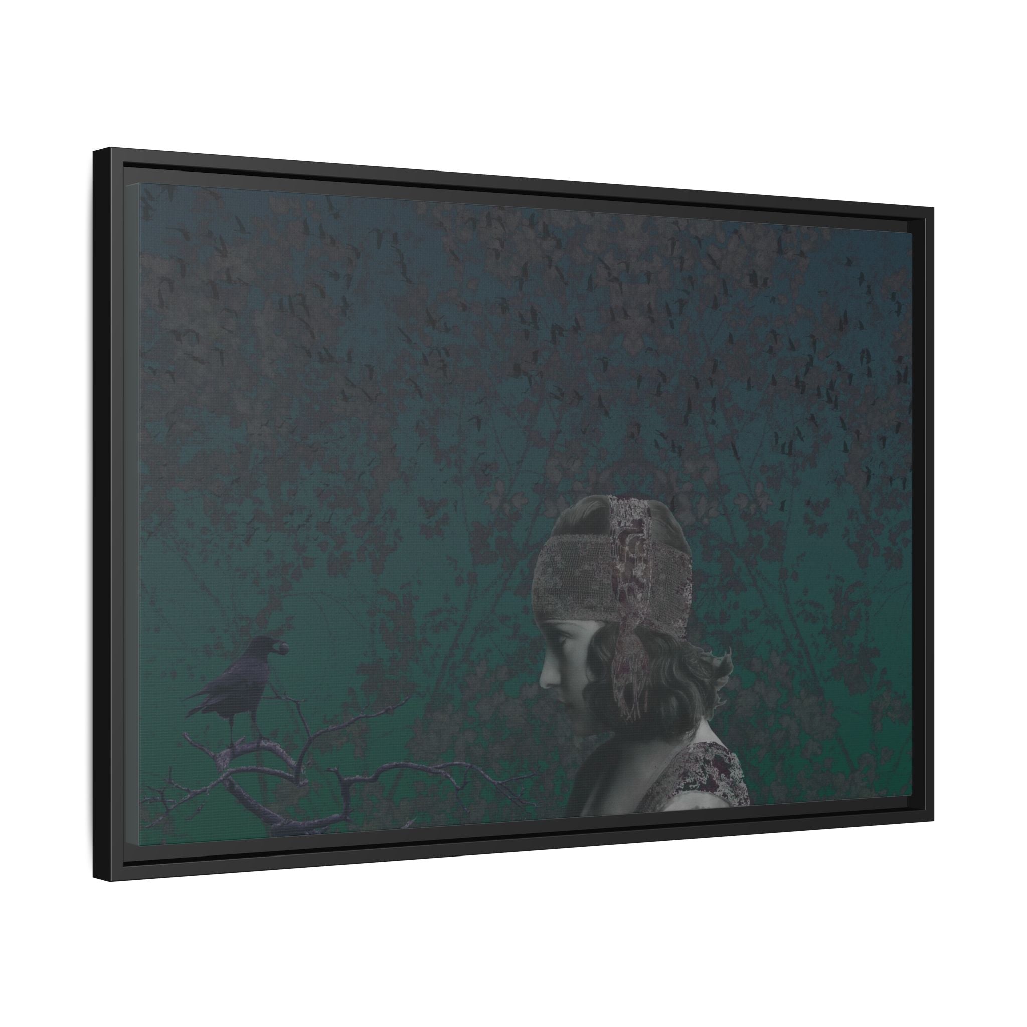 Vintage Crow Art Framed Matte Canvas