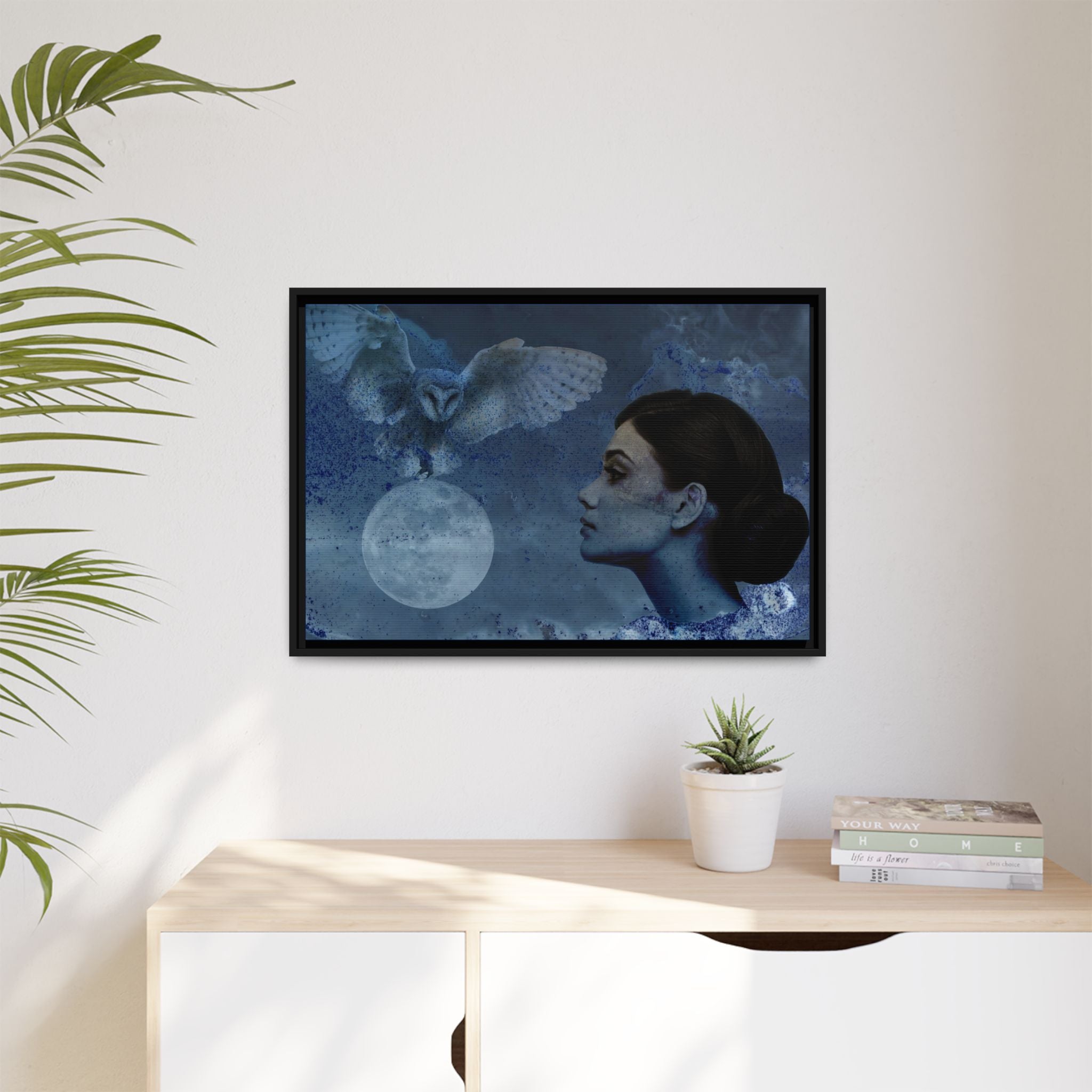 Moon Owl Matte Canvas (Framed)