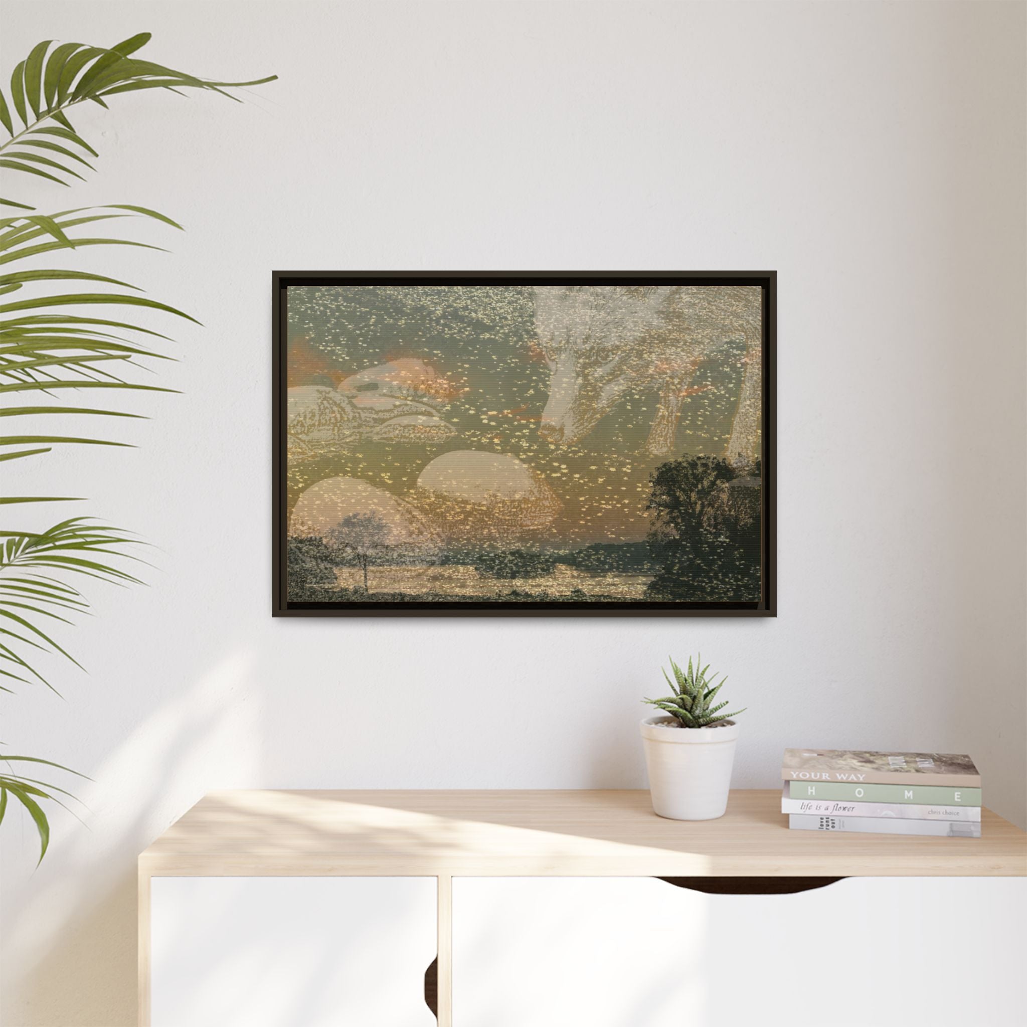 Fox with River Rocks Canvas (Framed)