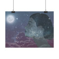Dreamer Watercolor Poster — Matte Textured Moon & Night Sky Wall Art