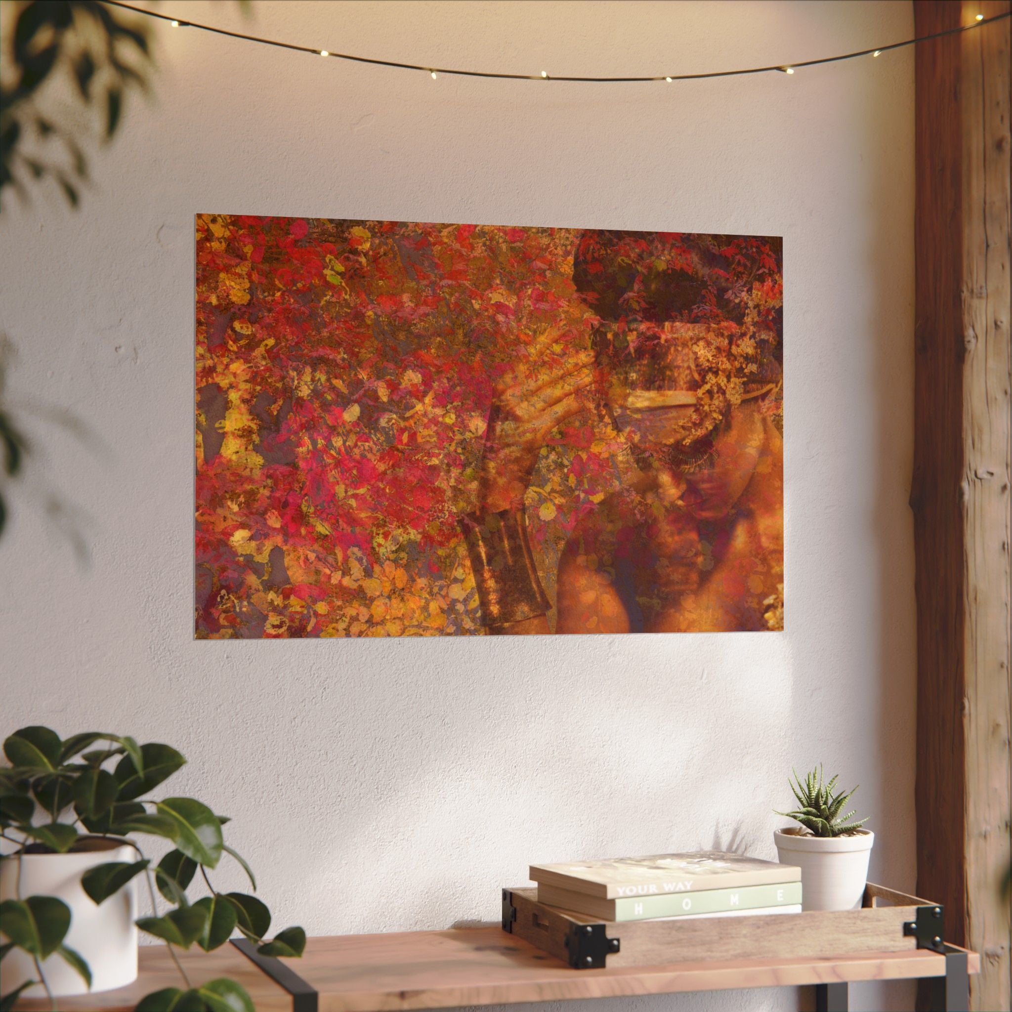 Gilded Lilly Watercolor Texture Art Poster — Vibrant Floral Abstract Wall Print