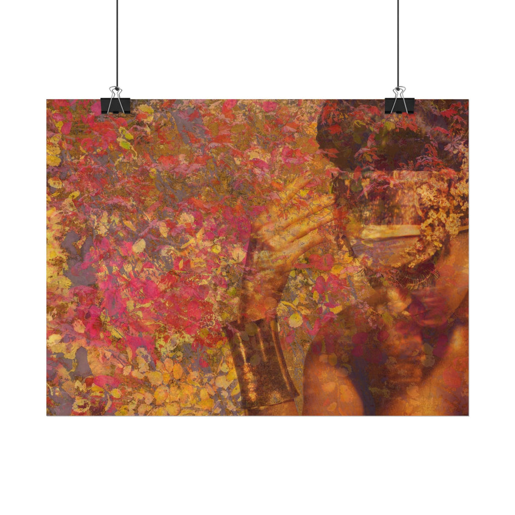 Gilded Lilly Watercolor Texture Art Poster — Vibrant Floral Abstract Wall Print