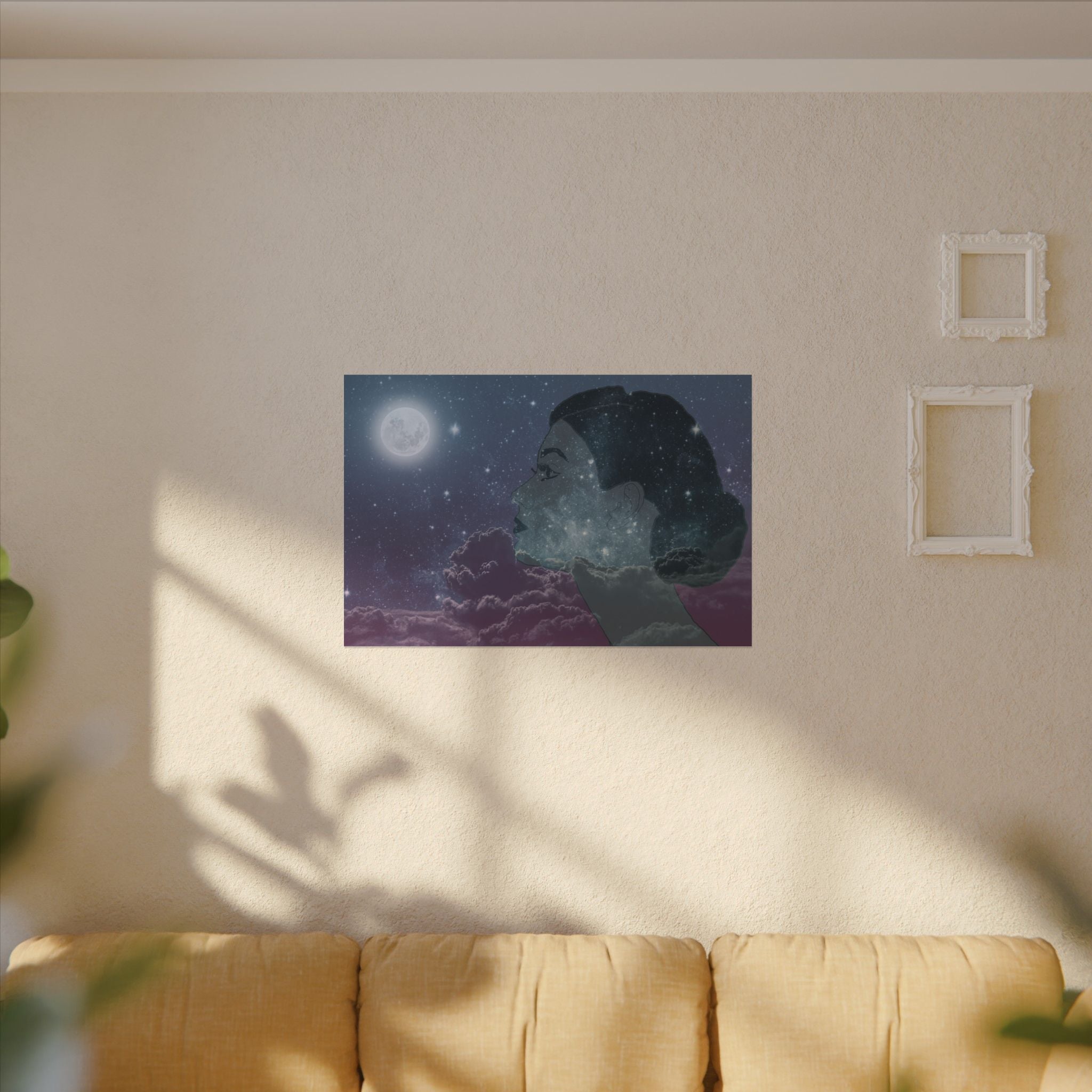 Dreamer Watercolor Poster — Matte Textured Moon & Night Sky Wall Art