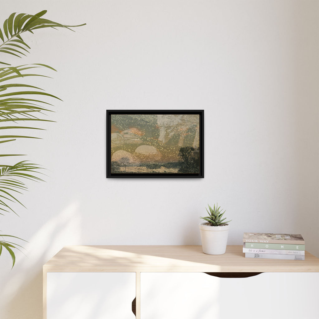 Fox with River Rocks Canvas (Framed)