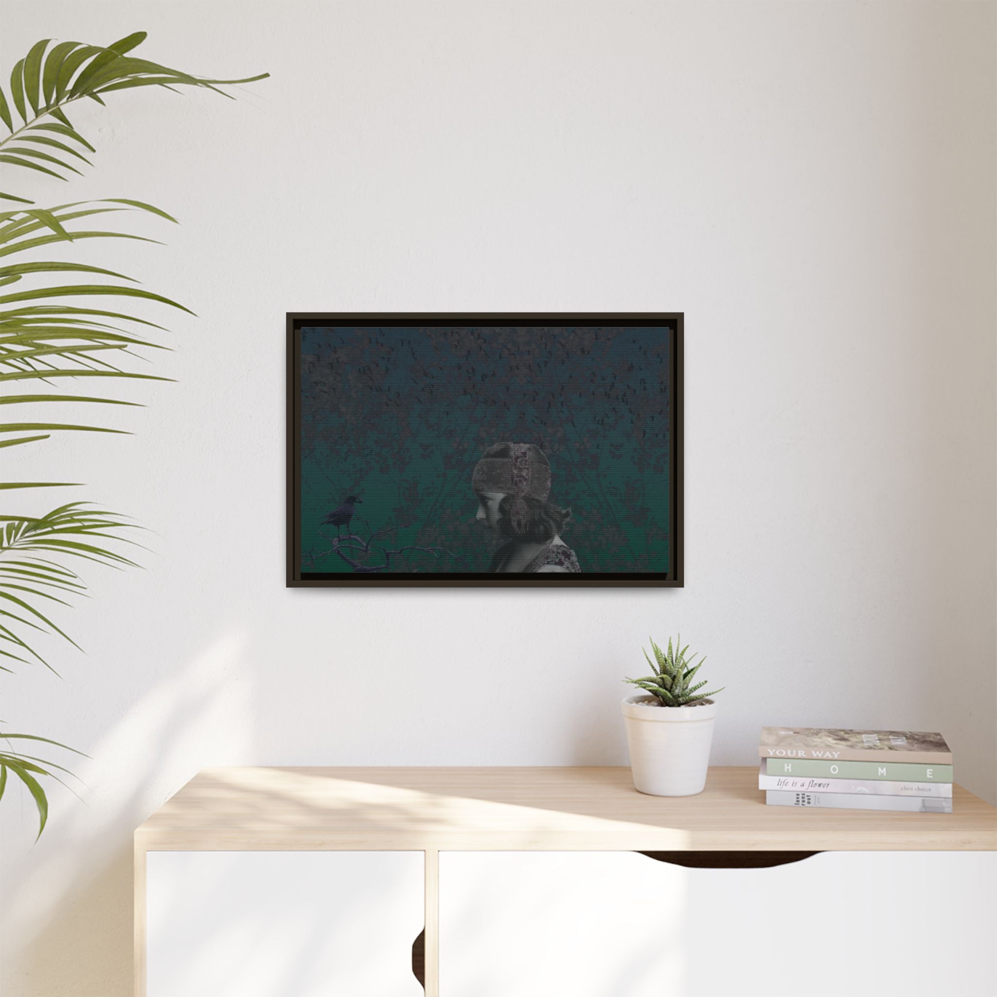Vintage Crow Art Framed Matte Canvas