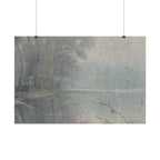Cracked Lake Watercolor Landscape Poster — Textured Misty Lake Matte Art Print
