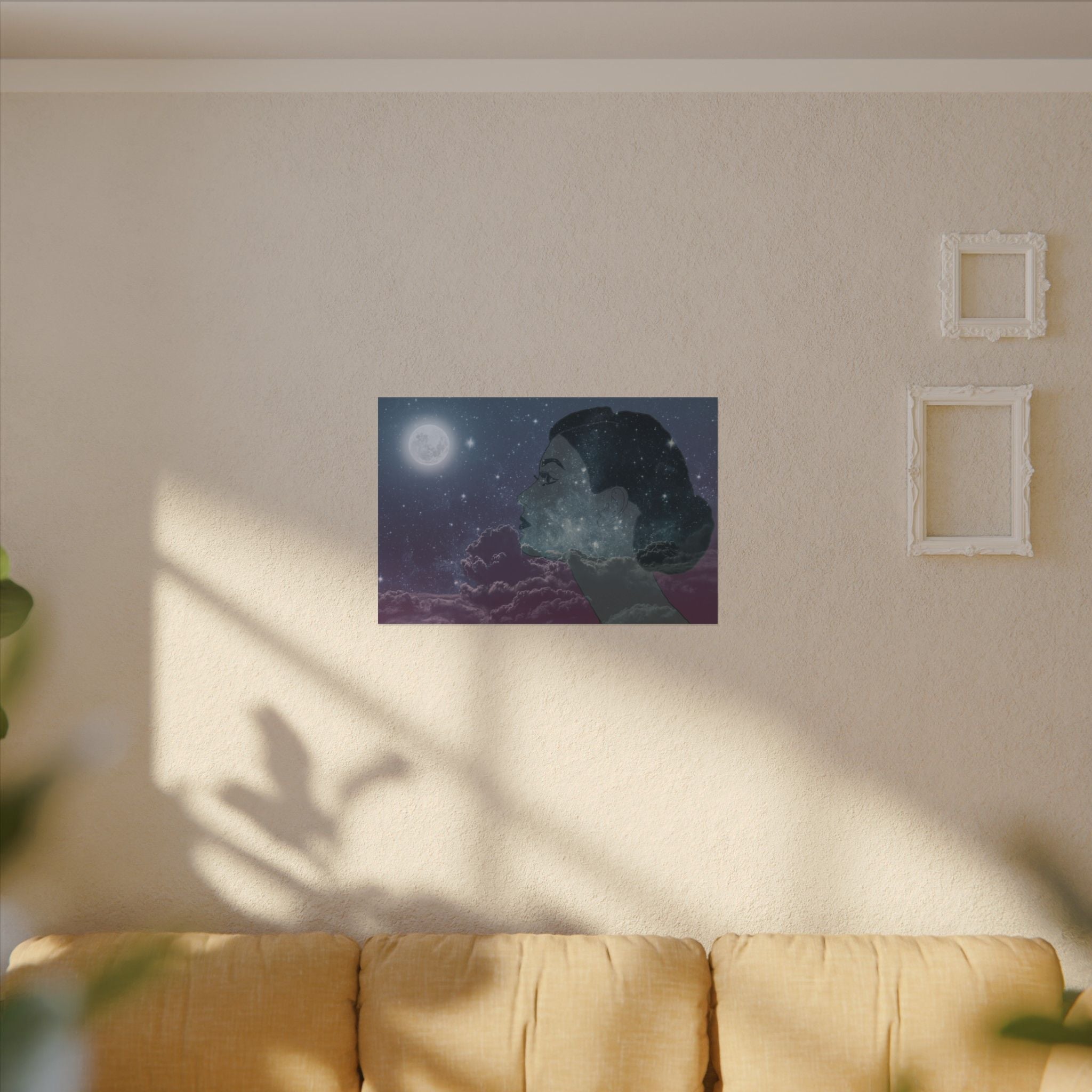 Dreamer Watercolor Poster — Matte Textured Moon & Night Sky Wall Art
