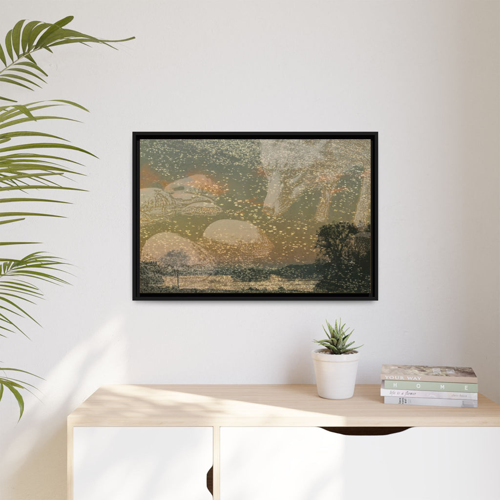 Fox with River Rocks Canvas (Framed)