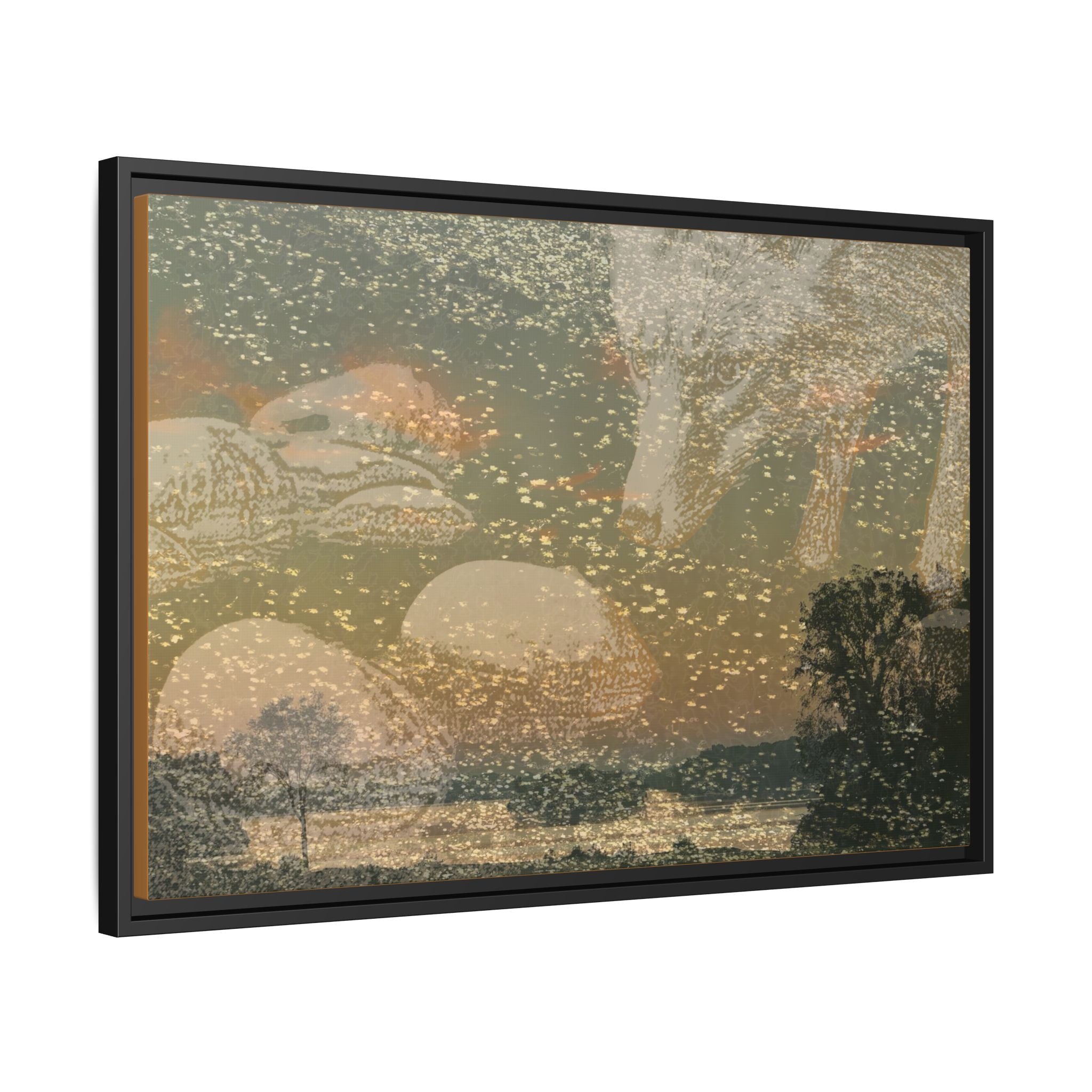 Fox with River Rocks Canvas (Framed)