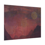 Watercolor Mountain Sunset Poster — Textured Matte Landscape Art Print