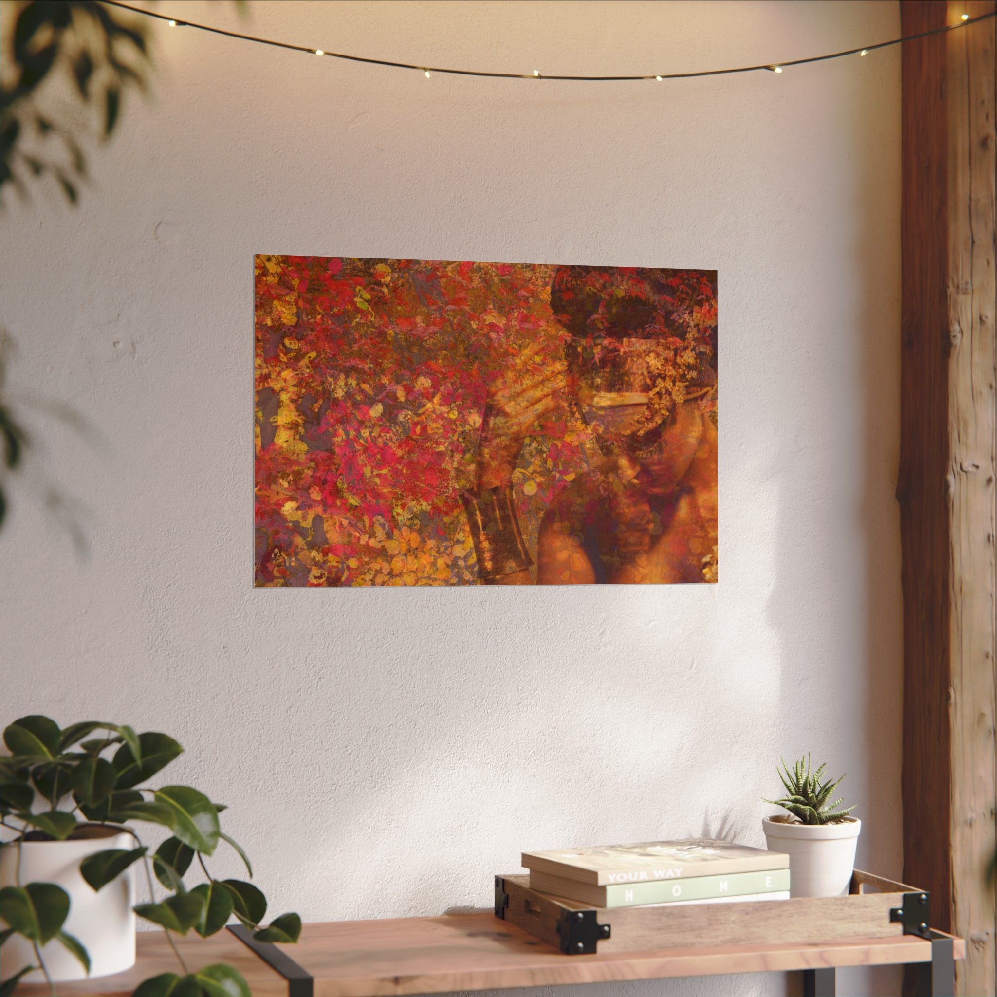 Gilded Lilly Watercolor Texture Art Poster — Vibrant Floral Abstract Wall Print
