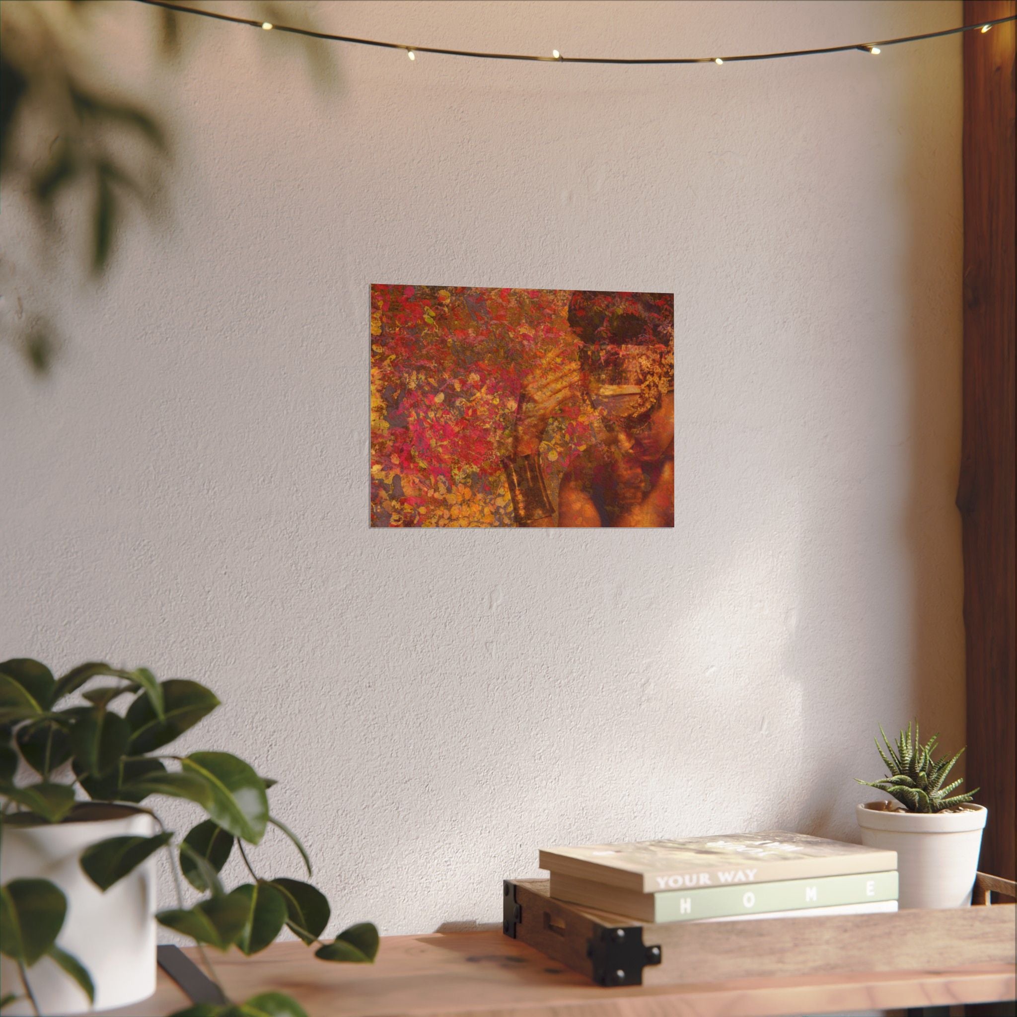 Gilded Lilly Watercolor Texture Art Poster — Vibrant Floral Abstract Wall Print