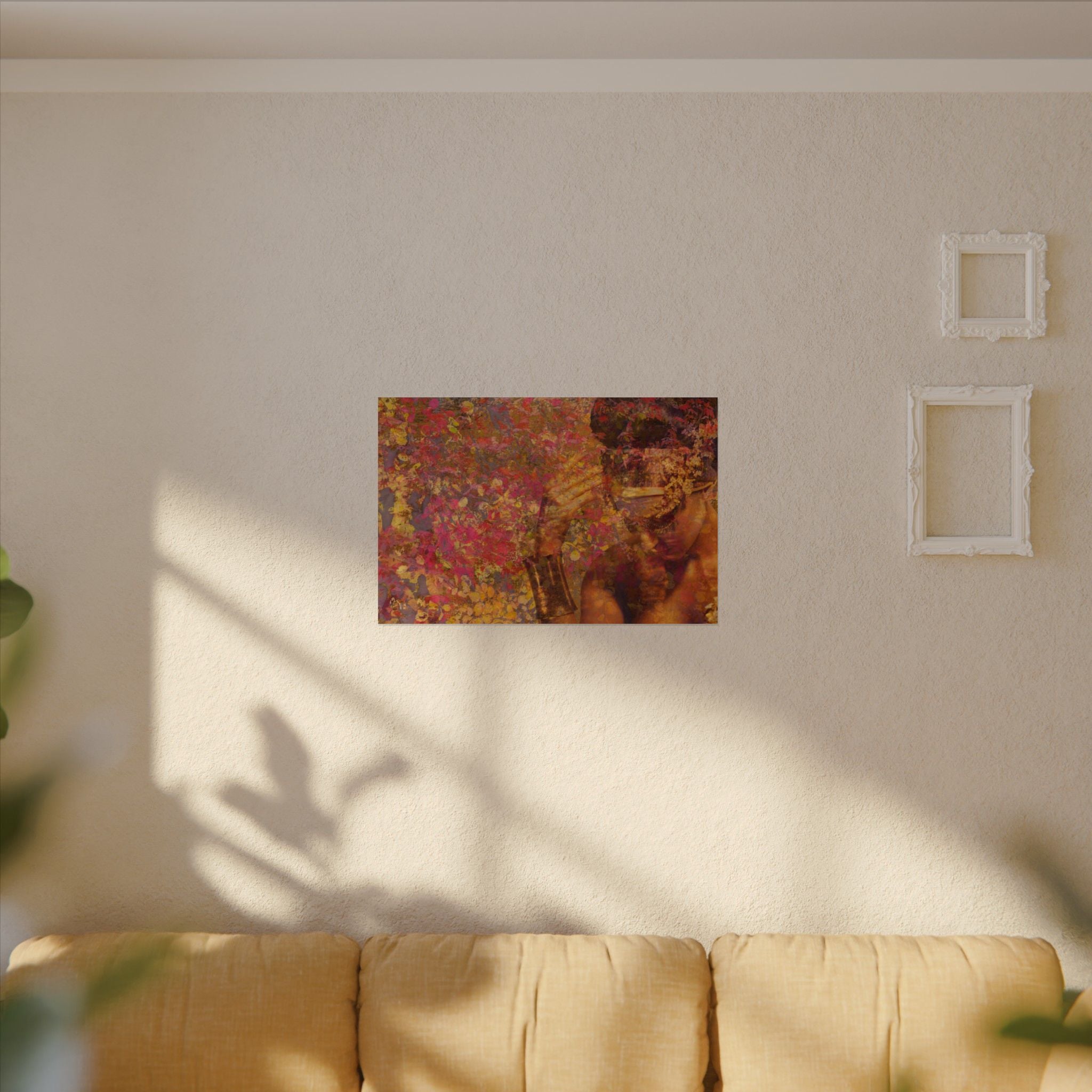 Gilded Lilly Watercolor Texture Art Poster — Vibrant Floral Abstract Wall Print