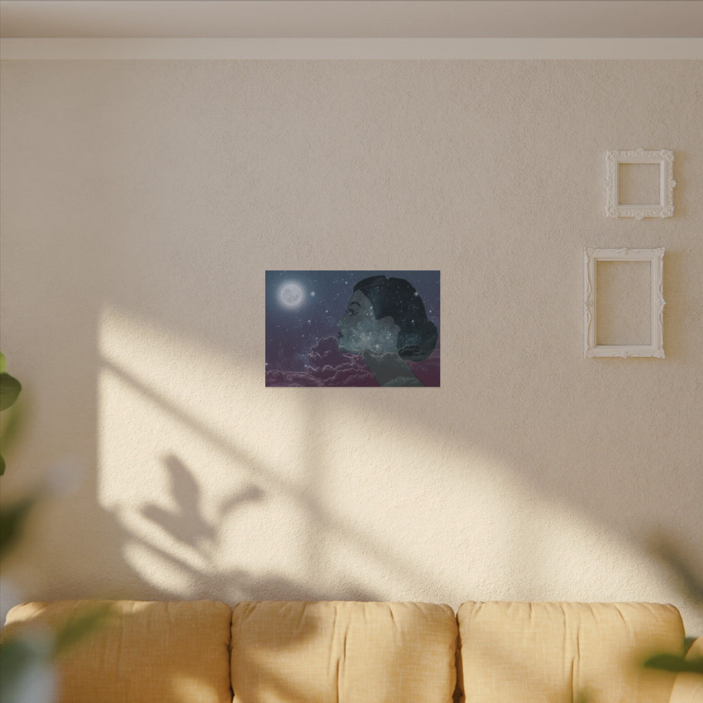 Dreamer Watercolor Poster — Matte Textured Moon & Night Sky Wall Art