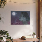 Dreamer Watercolor Poster — Matte Textured Moon & Night Sky Wall Art