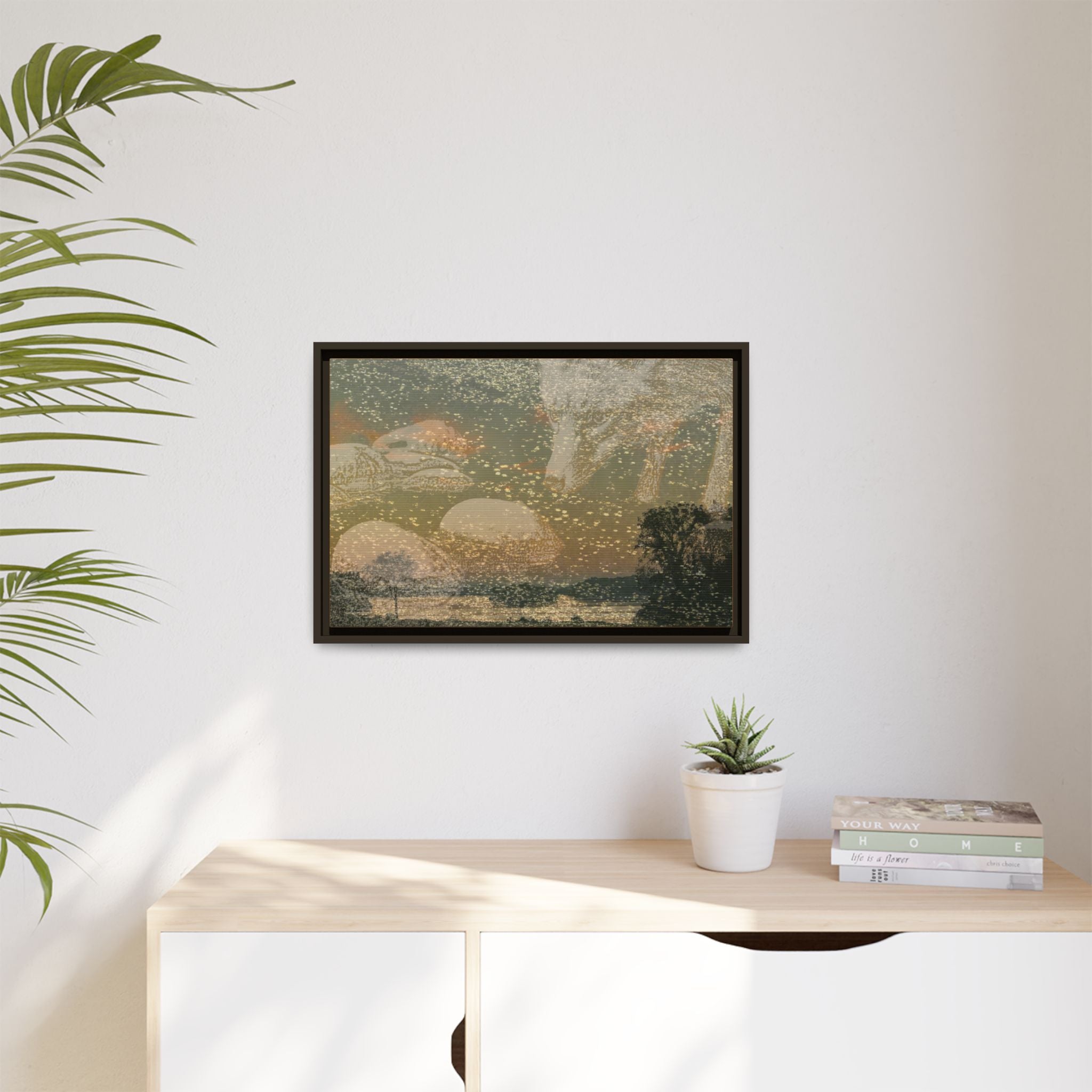 Fox with River Rocks Canvas (Framed)