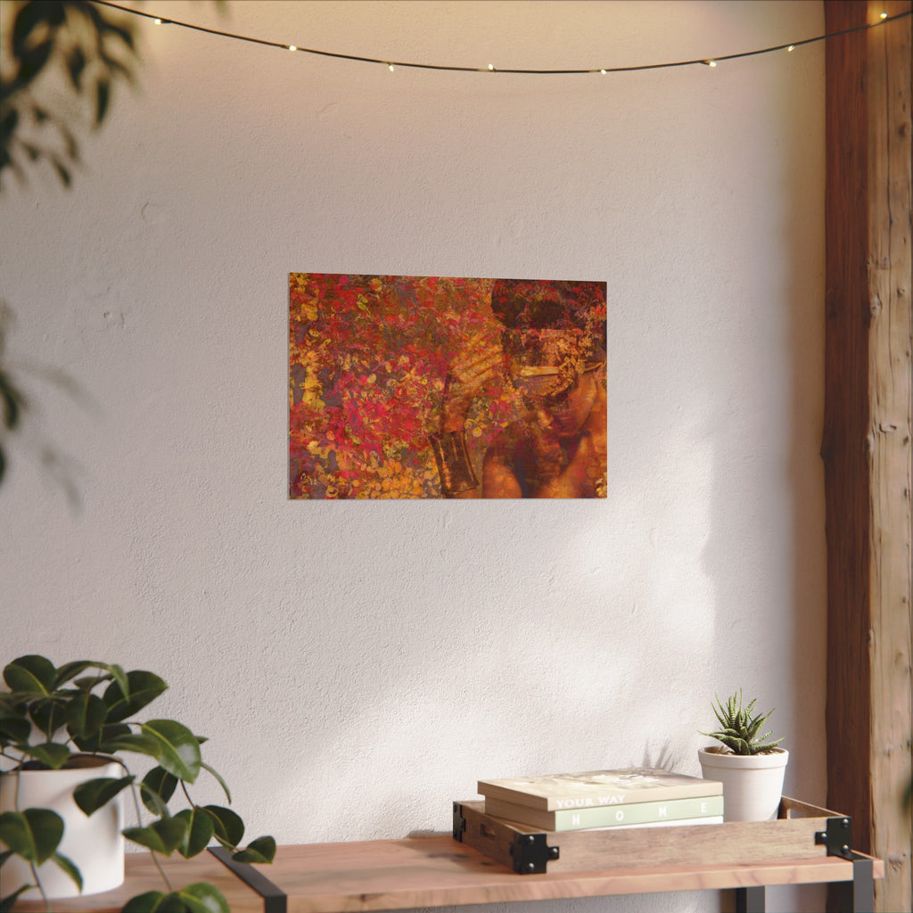 Gilded Lilly Watercolor Texture Art Poster — Vibrant Floral Abstract Wall Print