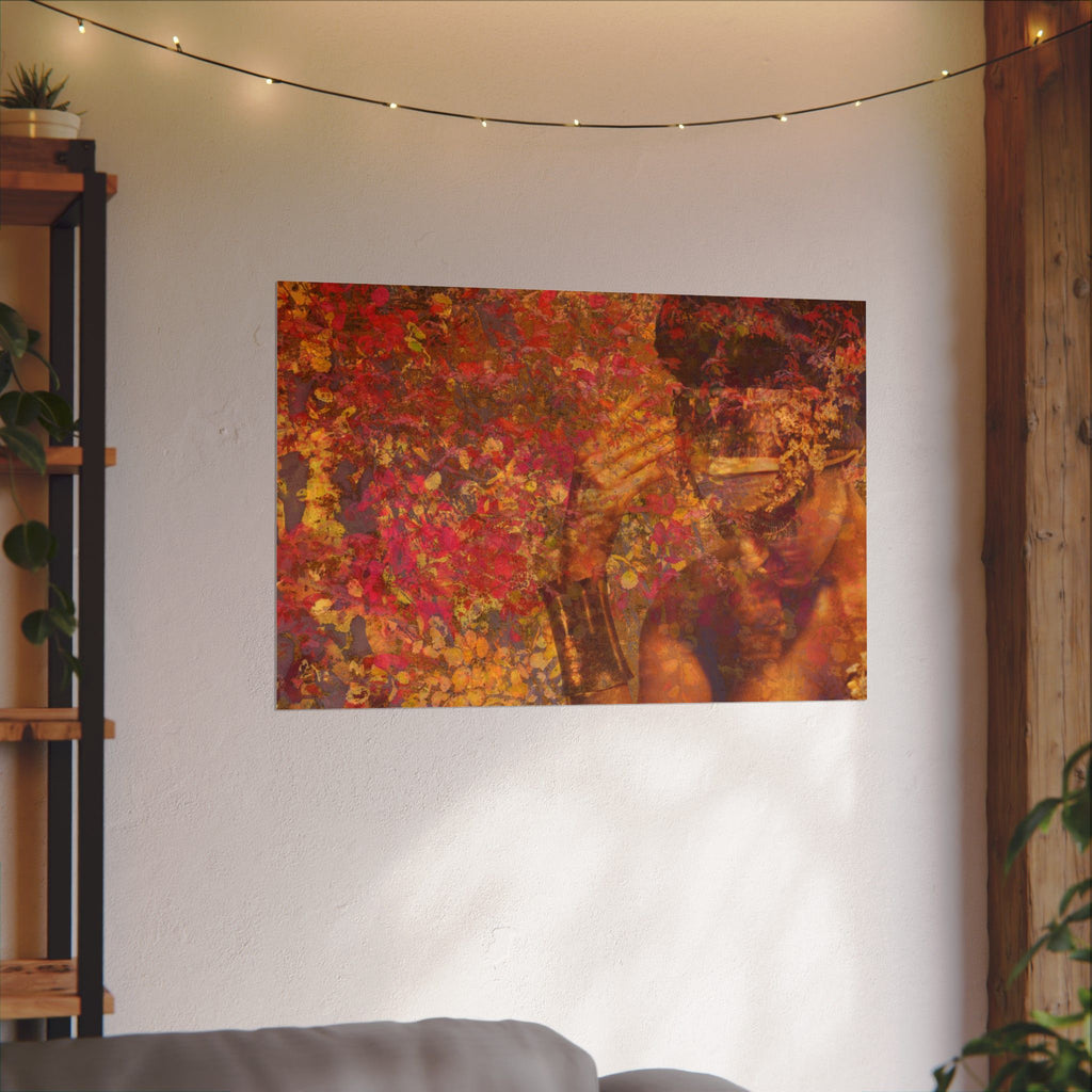 Gilded Lilly Watercolor Texture Art Poster — Vibrant Floral Abstract Wall Print