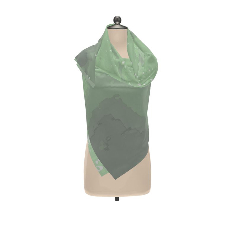 Green Leaf Silk Scarf Wrap or Shawl