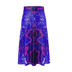 Electric Blue Leaf Symmetry Midi Skirt