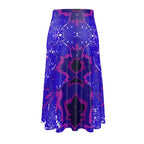 Electric Blue Leaf Symmetry Midi Skirt