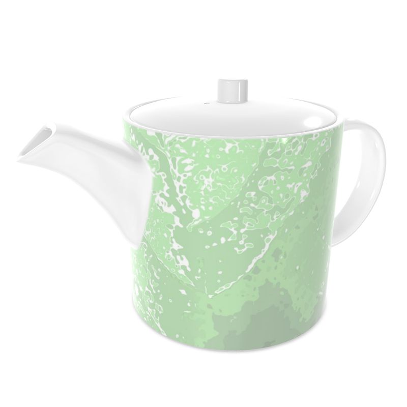 Green Leaf Bone China Teapot