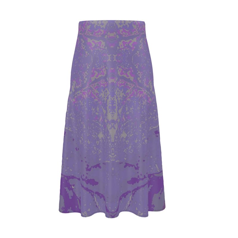 Purple Leaf Midi Skirt