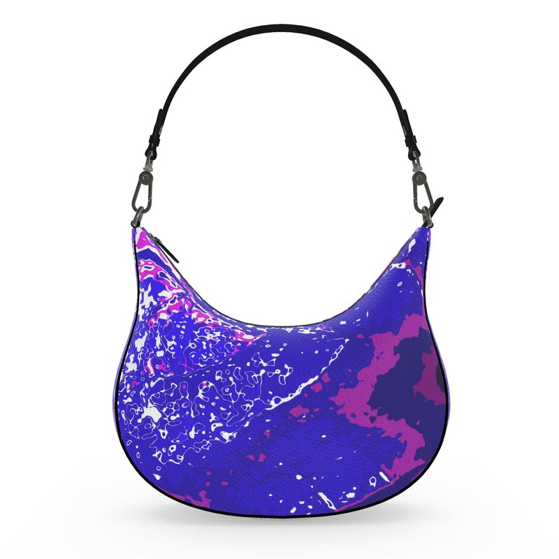 Electric Blue Leaf Curve Hobo Bag