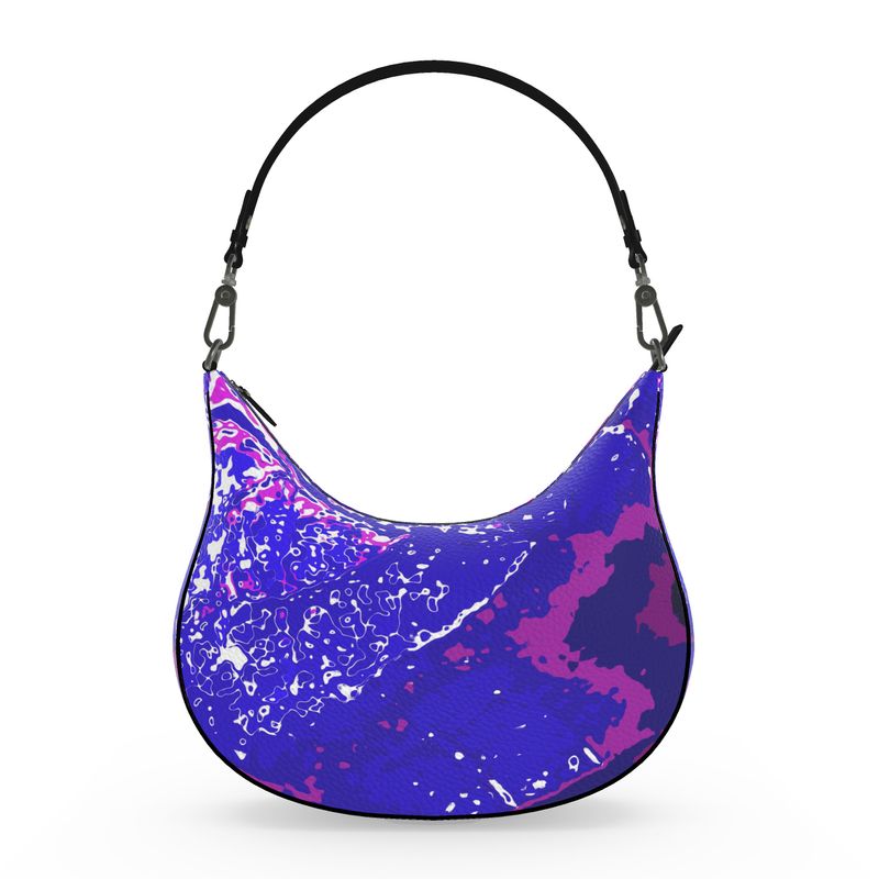 Electric Blue Leaf Curve Hobo Bag