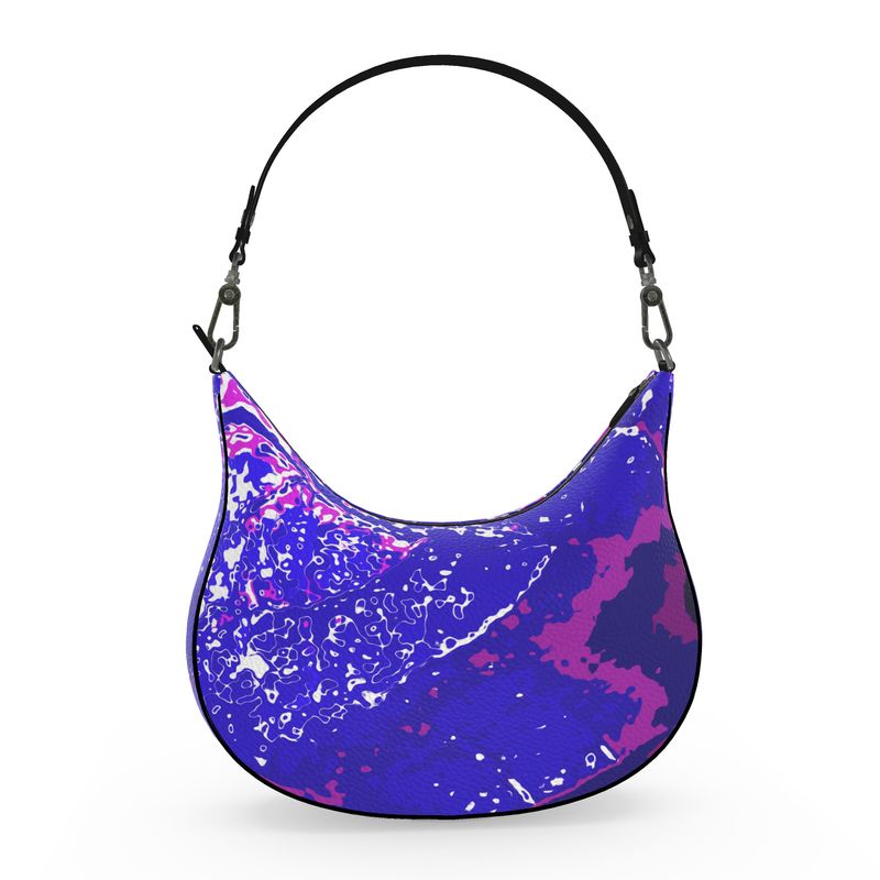 Electric Blue Leaf Curve Hobo Bag