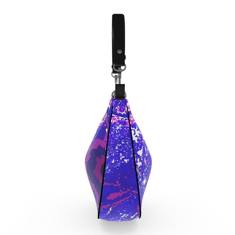 Electric Blue Leaf Curve Hobo Bag