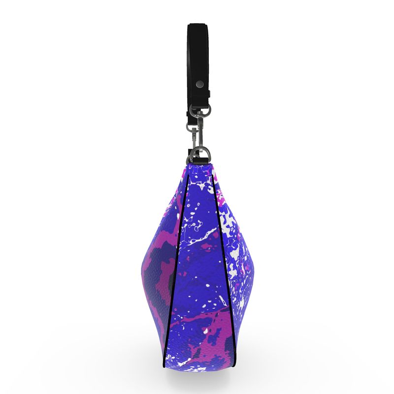 Electric Blue Leaf Curve Hobo Bag