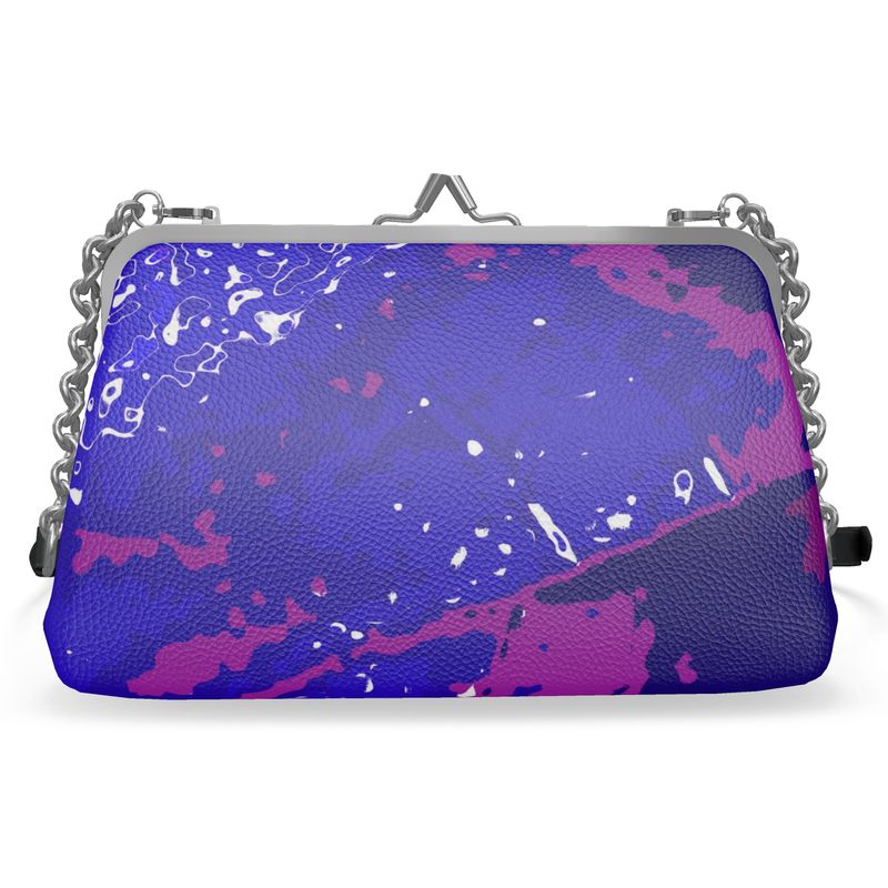 Electric Blue Leaf Flat Frame Lobster Clasp Handbag