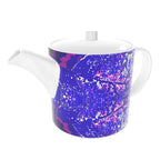 Electric Blue Leaf Bone China Teapot