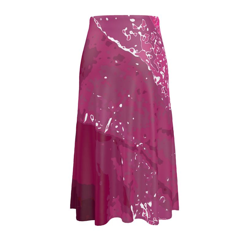 Fuschia leaf Midi Skirt