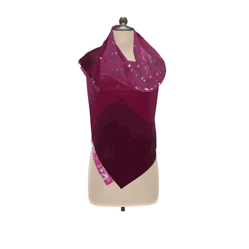 Pink Leaf Scarf Wrap or Shawl