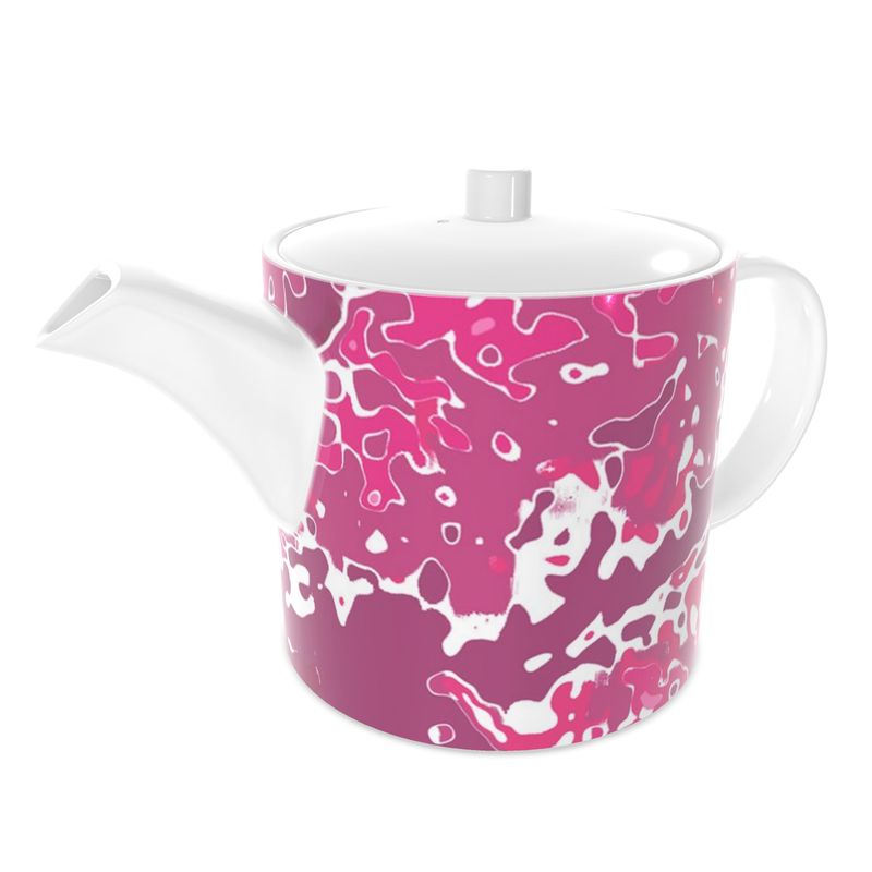 Pink Leaf Bone China Teapot