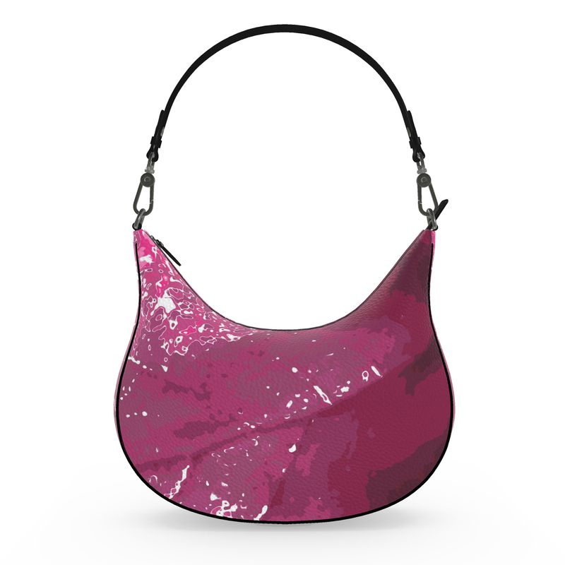 Pink Leaf Curve Hobo Bag