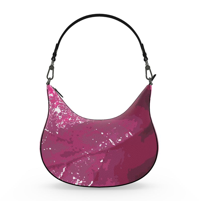 Pink Leaf Curve Hobo Bag
