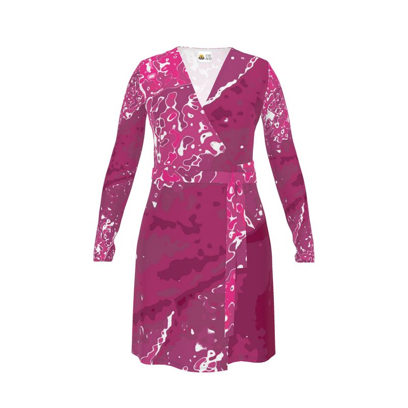 Pink Leaf Wrap Dress