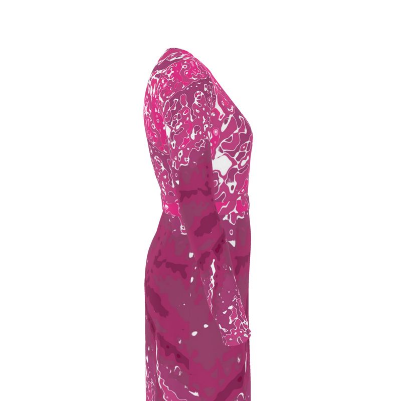 Pink Leaf Wrap Dress
