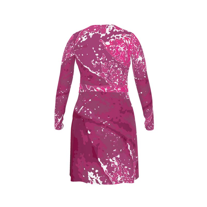 Pink Leaf Wrap Dress