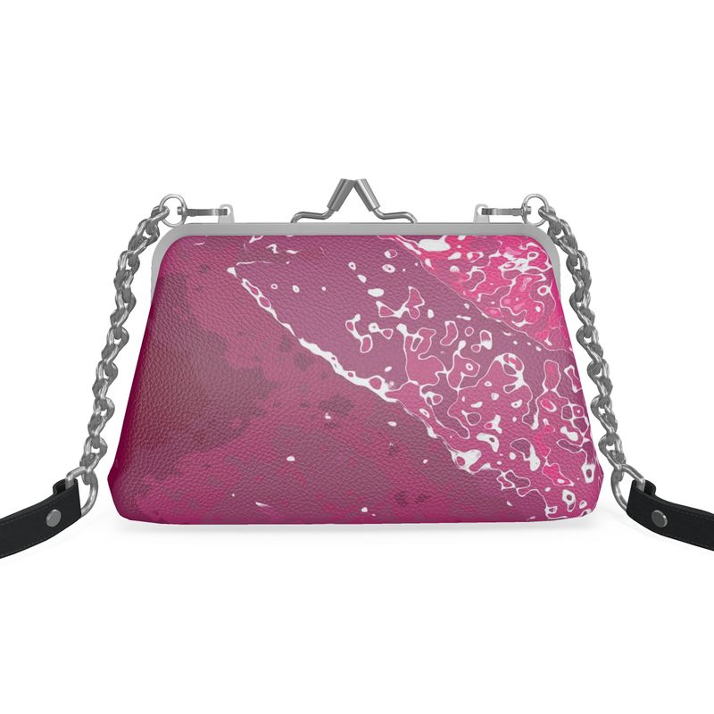 Pink Leaf Flat Frame Bag
