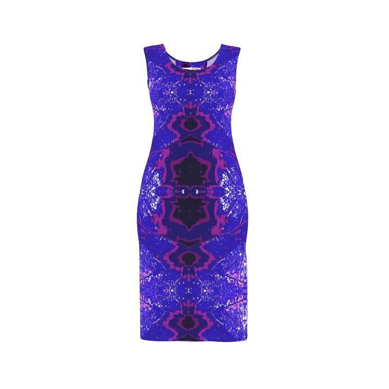 Electric Blue Leaf Bodycon Dress