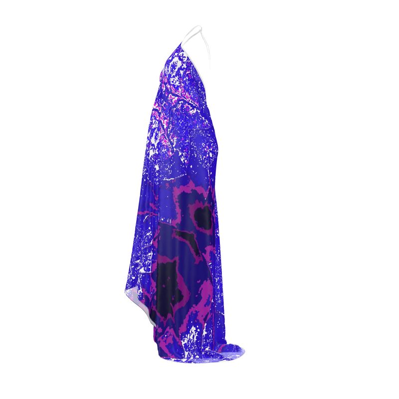 Blue Leaf Halterneck backless dress