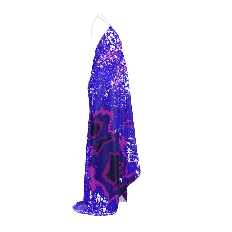 Blue Leaf Halterneck backless dress