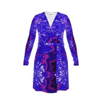Electric Blue Leaf Wrap Dress