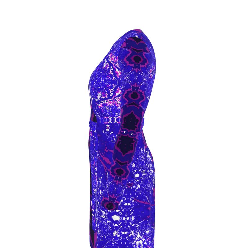 Electric Blue Leaf Wrap Dress