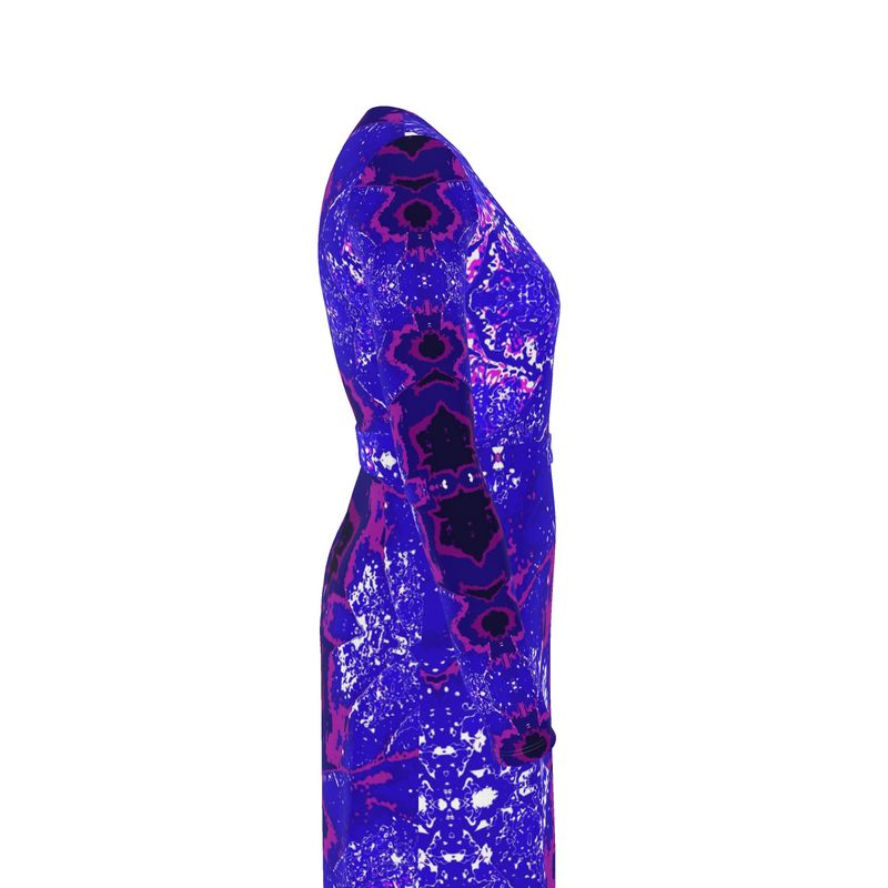 Electric Blue Leaf Wrap Dress