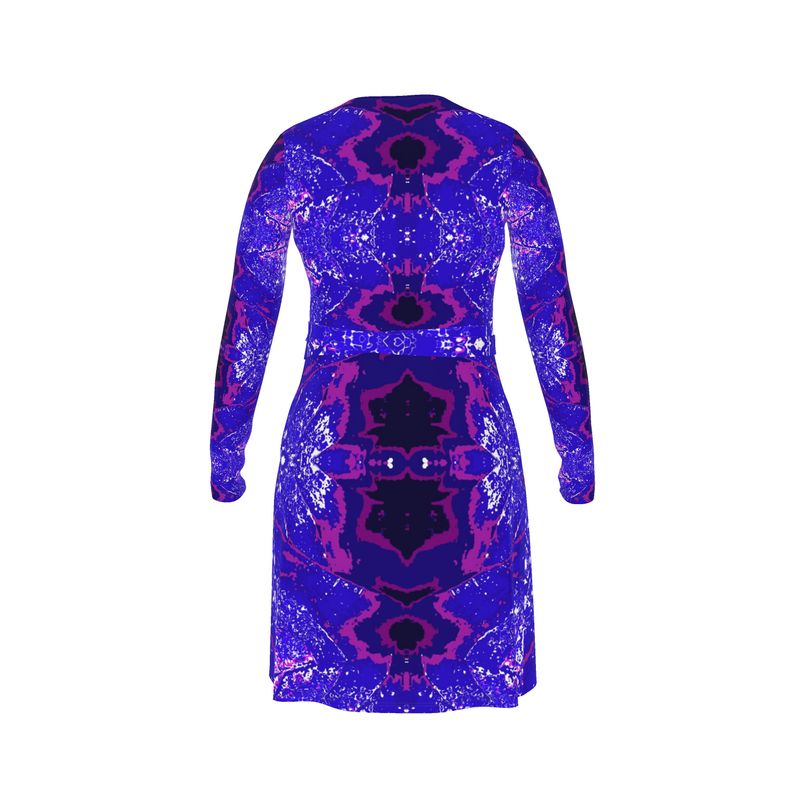 Electric Blue Leaf Wrap Dress
